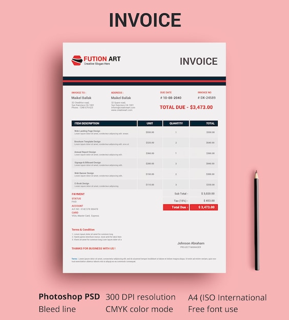 Formal Invoice Template for Business Transactions