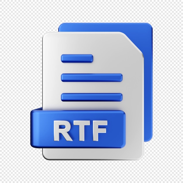 PSD format pliku 3d ilustracja ikony typu rtf