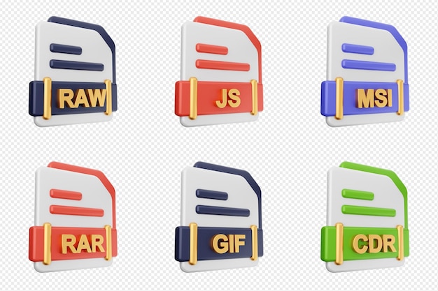 Format pliku 3D typ ikony zestaw bundle raw js msi rar gif cdr