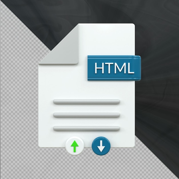 PSD format pliku dokumentów ikona html 3d styl ikony interfejsu użytkownika pobieranie koncepcji dokumentu błyszczący 3d