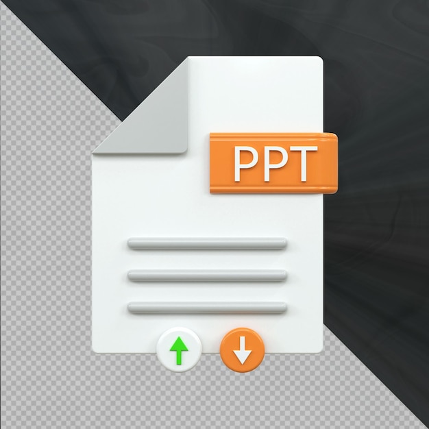 PSD format pliku dokumentów ikona ppt ikona stylu 3d ui pobieranie koncepcji dokumentu błyszczący 3d