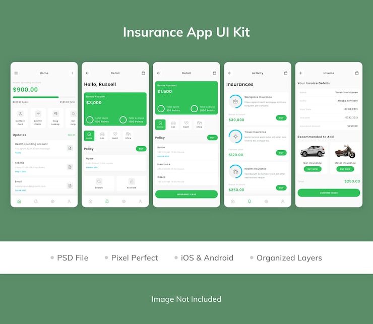PSD forsikringsapp ui-sett