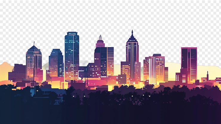 PSD fort worth city skyline isolated on a transparent background