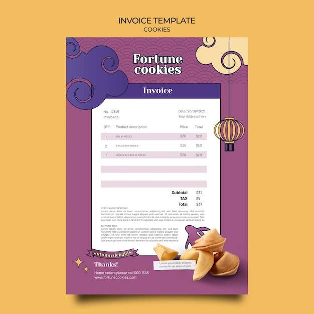 Fortune cookies invoice template