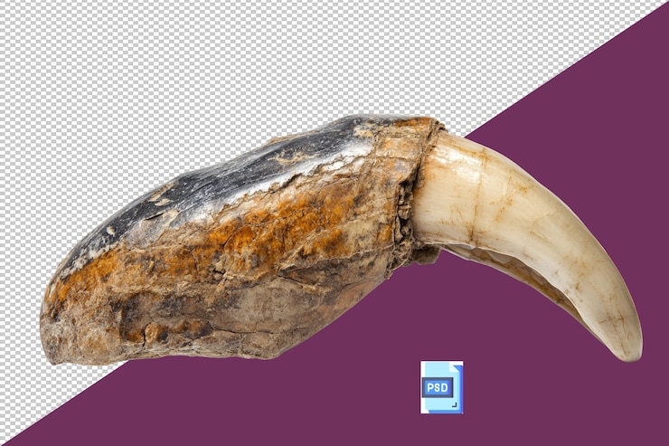 PSD fossil of a claw transparent background