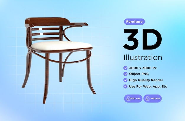 PSD fotel do domu i biura na przezroczystym tle izolowany obiekt png renderowania 3d