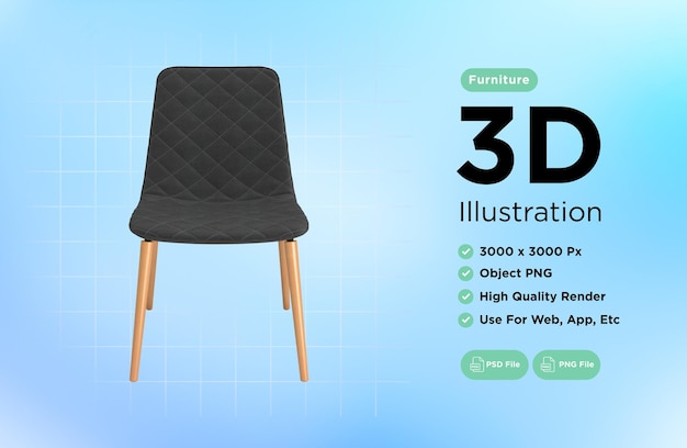 Fotel do domu i biura na przezroczystym tle izolowany obiekt png renderowania 3D