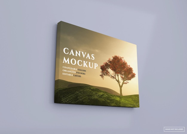 Foto canvas mockup ontwerp in 3D-rendering geïsoleerd
