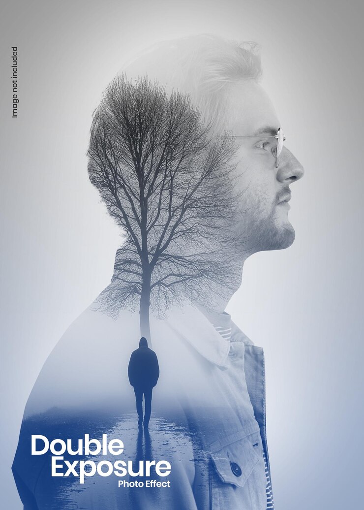 PSD foto-effect met dubbele belichting manboom en silhouet