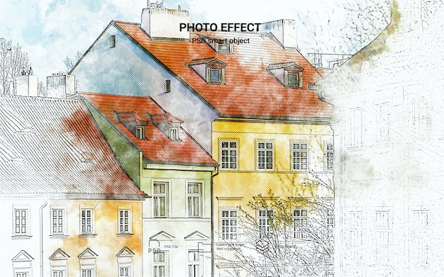 Foto-effect van een stedelijke schets