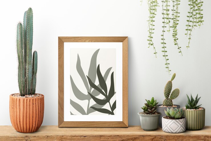 PSD foto frame mockup huisplant decor psd