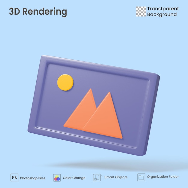 Foto in een kader. 3d-rendering pictogram.