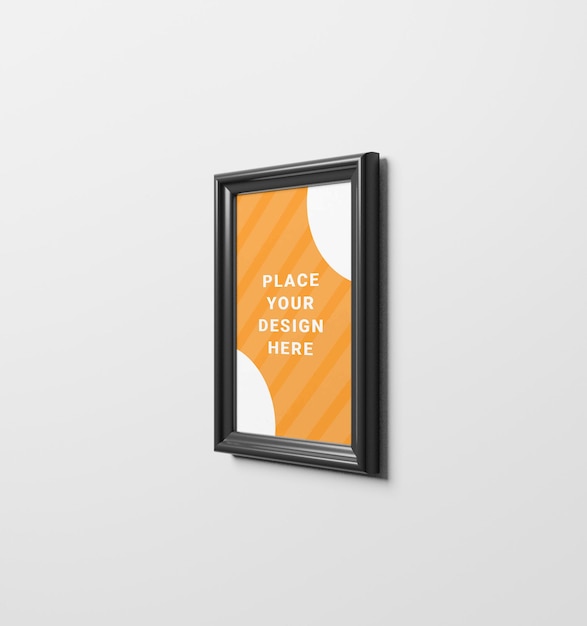 Foto-mockup in een raam op een witte muur