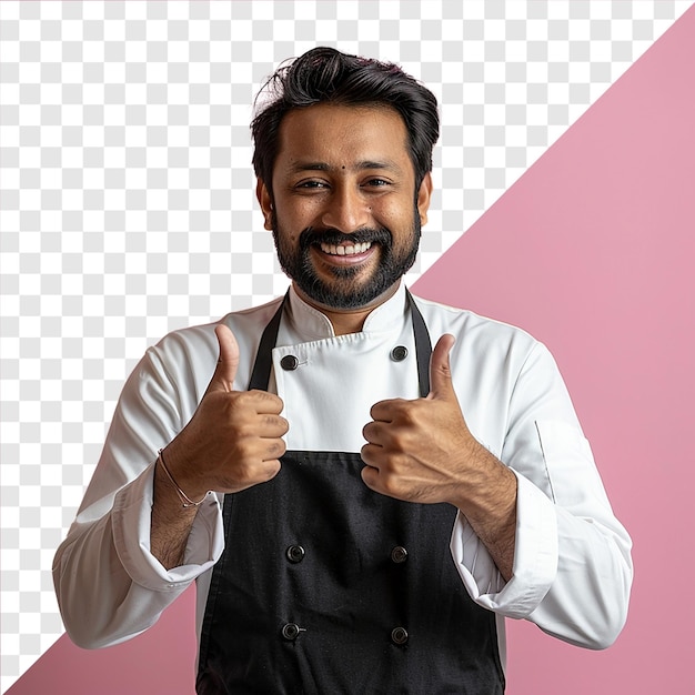 Foto van een glimlachende chef-kok op een doorzichtige achtergrond