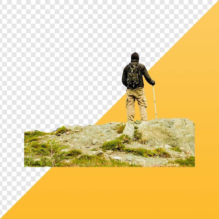 PSD foto van een man op een heuvel