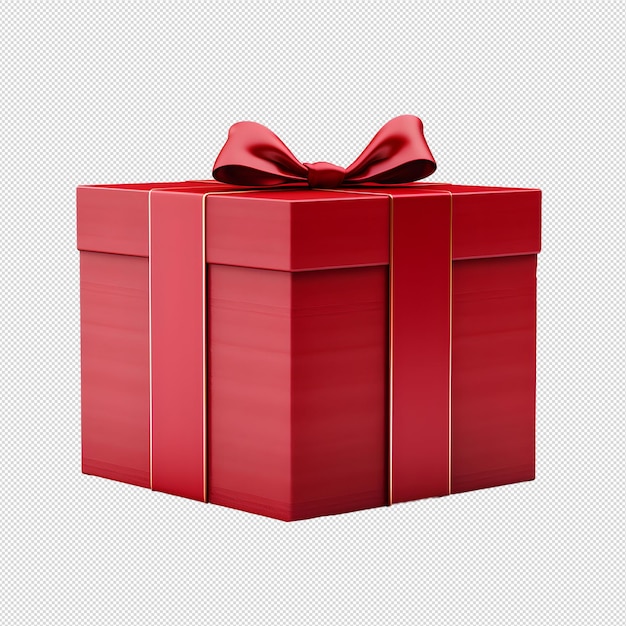 Foto van rode cadeau doos met lint en strik zonder achtergrond