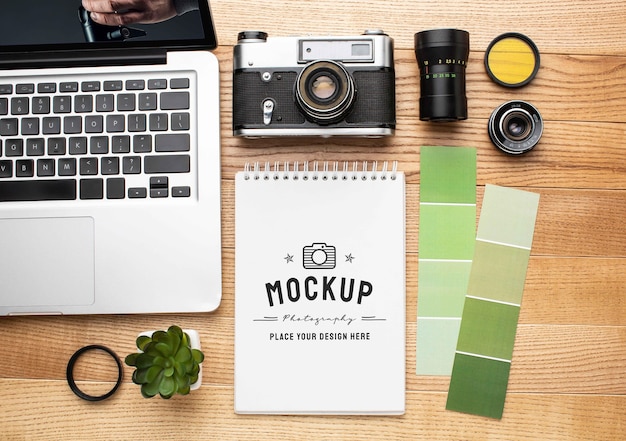 Fotograafworkshop met mock-up notebook