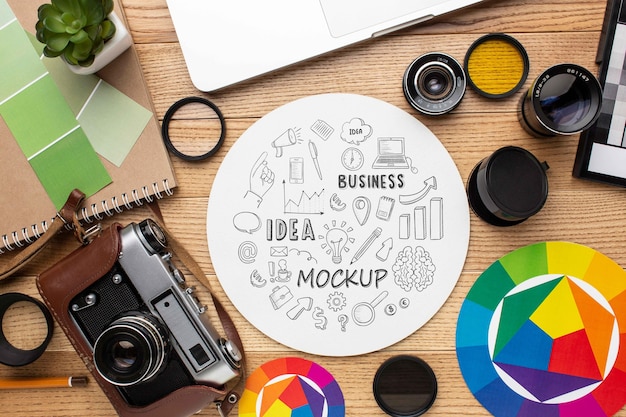 Fotograafworkshop met ronde mock-up