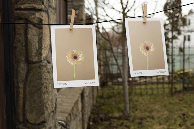 PSD fotografie wiszące na sznurku