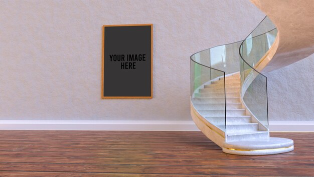 Fotolijst mockup naast trappen