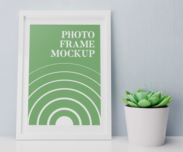 Fotolijst op tafel mockup interieur kamer