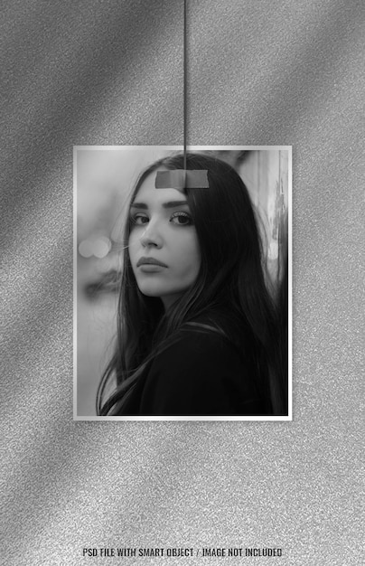 Fotolijst polaroid mockup met zwart-wit effect Premium Psd