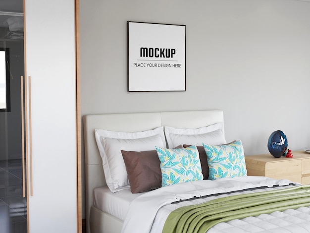 Fotolijstmodel realistisch in de slaapkamer