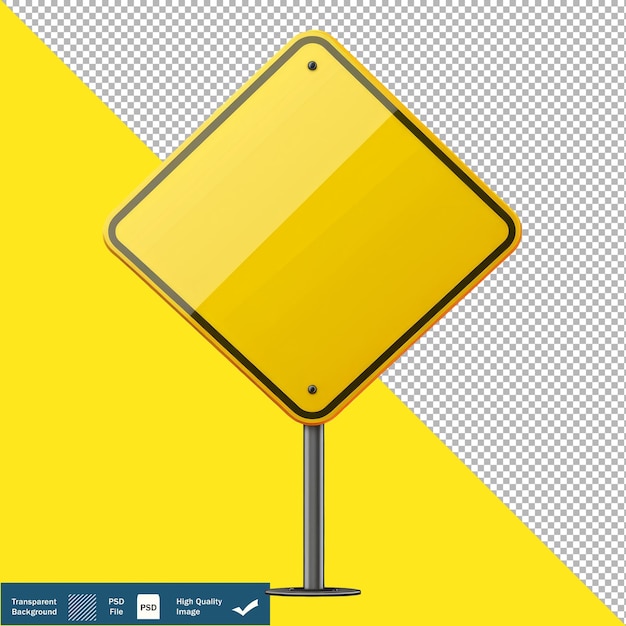 PSD fotorealistisch geel verkeersbord met tekstillustratie op doorzichtige achtergrond png psd