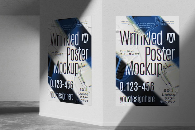 Fotorealistisch gerimpeld postermodel