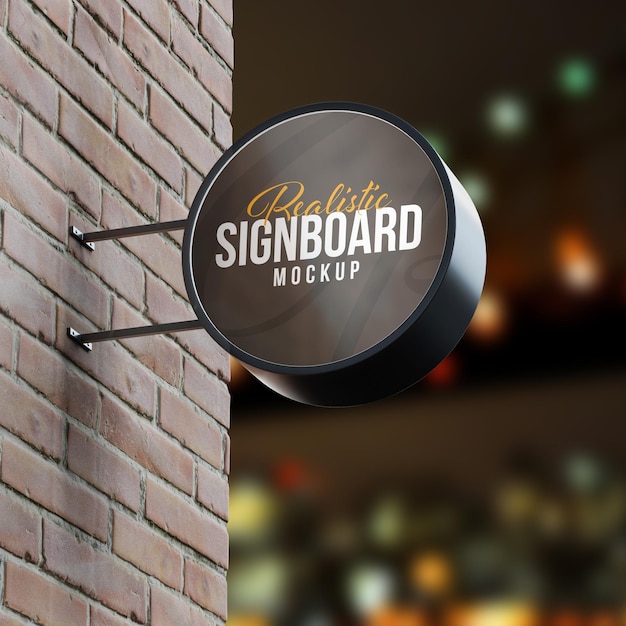 Fotorealistisch uithangbord logo mockup