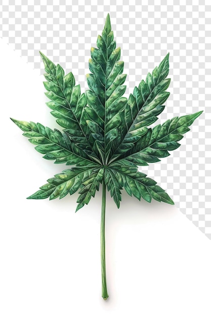 Fotorealistisch ultra gedetailleerd cannabisblad op een doorzichtige achtergrond