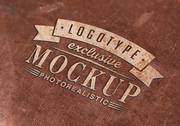 PSD fotorealistische logotypemodel in vintage stijl