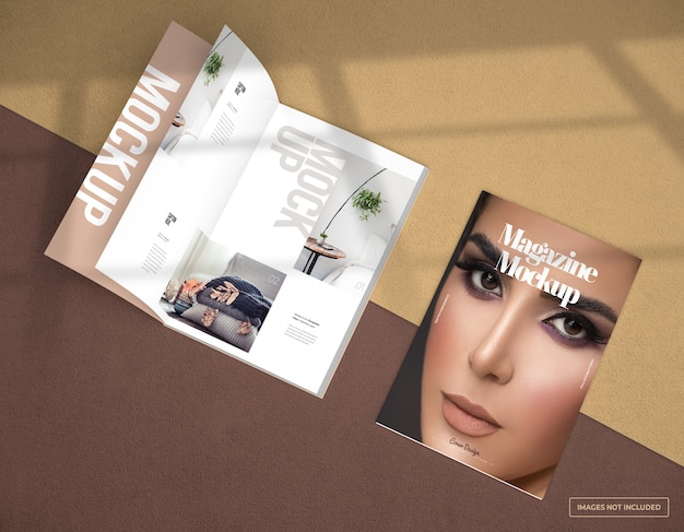 PSD fotorealistische open magazine mockup