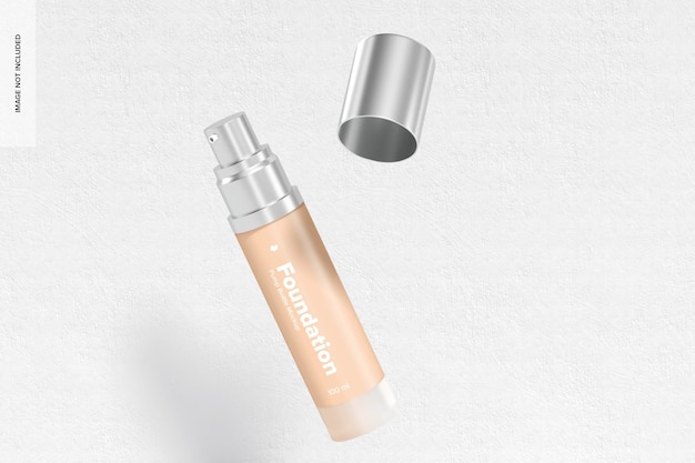 PSD foundation pump bottle mockup, floating