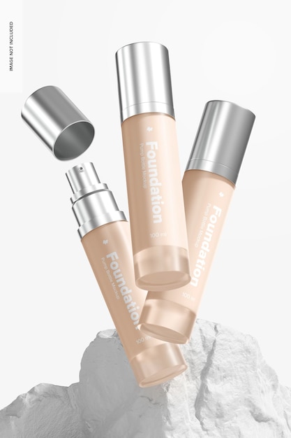 foundation pump bottles mockup, floating