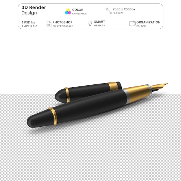 File psd di modellazione 3d a penna stilografica