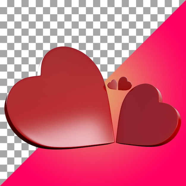 Four 3d red hearts