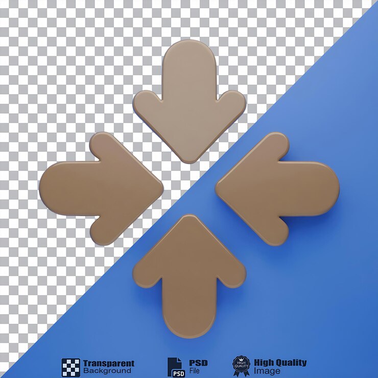 PSD four arrows symbol isolated on transparent background