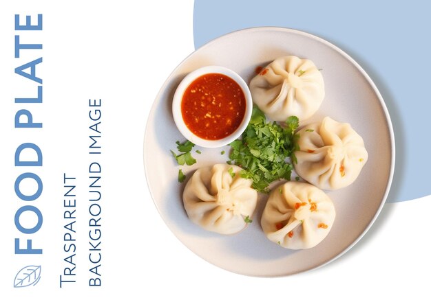 PSD four beautiful khinkali georgian dumplings on a white plate