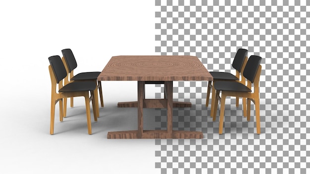 PSD quattro sedie da caffè nere con ombra 3d render'