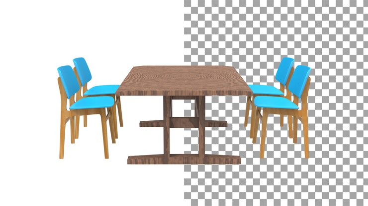 PSD four blue cafe chair without shadow 3d render