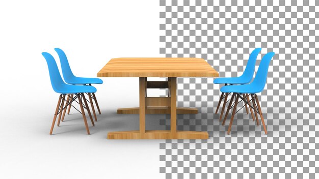 Four blue nordic chair with shadow 3d render