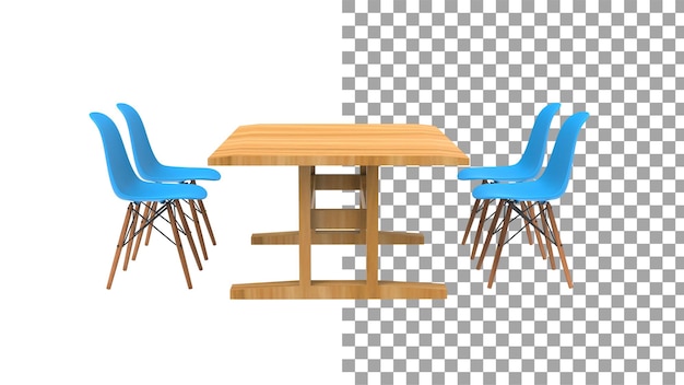 PSD four blue nordic chair without shadow 3d render