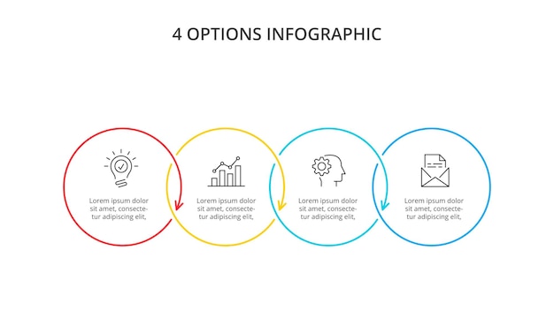 Four circles from thin lines Infographic for presentations slide Business concept with 4 options