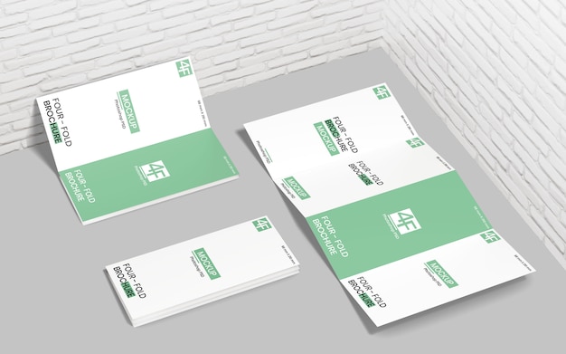 PSD four-fold brochure mockup