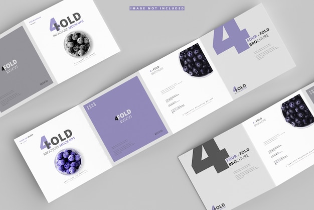 Four fold square brochure mockups