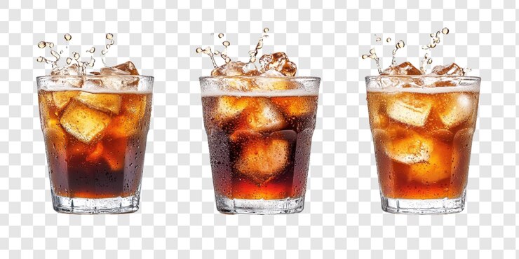 PSD 4杯のアイスブラウンソーダ 爽やかな夏の飲み物