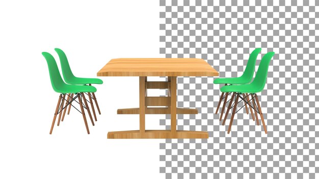 PSD four green nordic chair without shadow 3d render