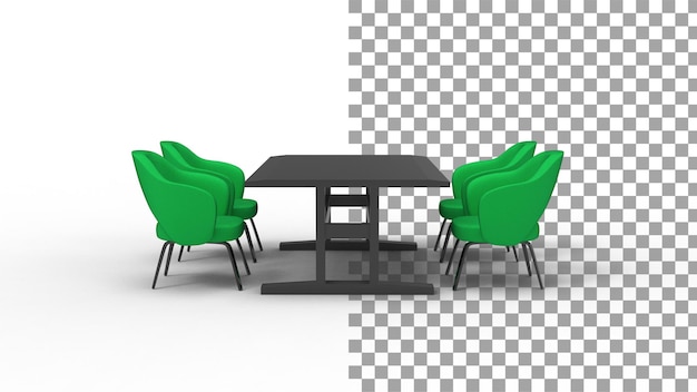 Four green swivel chair with shadow 3d render