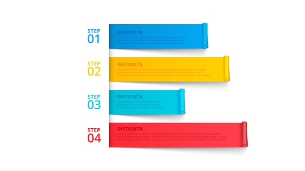 PSD four multicolored stripes for timeline or menu concept creative infographic design template